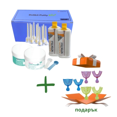 Delikit Putty Eco Regular Set + подарък Лъжици отпечатъчни - пластмасови, прозрачни, цветни 6 бр. 